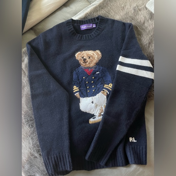 Med Ralph Lauren Purple Label Cashmere Nautical Captain Bear Sweater New $1495 - Picture 4 of 11